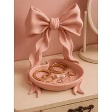 Porta Joias Laço Elegance – Organizador de Anéis, Brincos e Colares Decorativo Minimalista de Luxo Kawaii