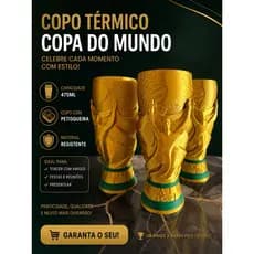 🏆 Porta Copo Taça Copa do Mundo para Copo Térmico 475ml com Petisqueira