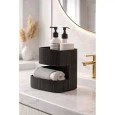 Organizador de Pia Premium 2 Andares Porta Sabonete Liquido cosmeticos toalha – Suporte Moderno para Banheiro ou Cozinha