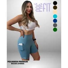 Short de Compressão Feminino Poliamida com textura em relevo Shorts Academia com Bolso roupa de academia feminina