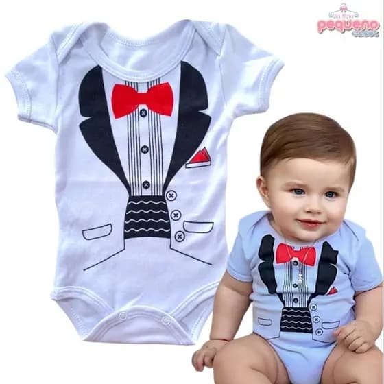 Body de bebê Temático Terninho Smoking