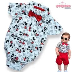 Body Bebê Menino Social Gravata Borboleta Camisa Mesversário Roupa Bebê Temático