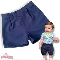 Bermuda Jeans Brim Infantil Menino Social Bebê Cores Lisas