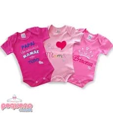 kit Body de Bebê Bordado Frases, 3 Bodies Enxoval Menina