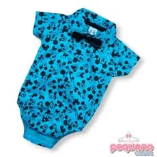 Body Bebê Menino Azul Body Camisa Com Gravata Borboleta Mêsversario Mickey Estiloso