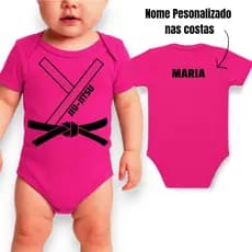 Body Kimono Jiu-jitsu Bebê Menina Com Nome Personalizado
