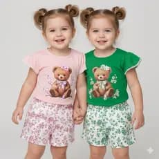 Conjunto de verão Menina Milon Caimento Leve Macio Confortavel Infantil Promoção Dia a Dia