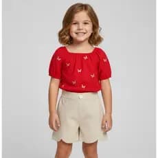 Conjunto Menina Infantil Verão Angerô Laço Delicado Confortavel Caimento Leve Macio Promoção
