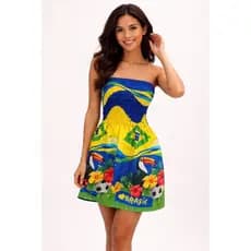 Vestido Tomara Que Caia Feminino Estampado Casual Verão Elástico no Busto