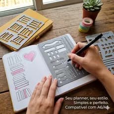 Kit 3 Régua Stencil Rastreamento Livros Planner Leitura Agenda A6