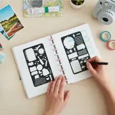 Kit 2 Régua Stencil Planner Viagem Férias Clima Agenda Fofo A5 Bullet Journal
