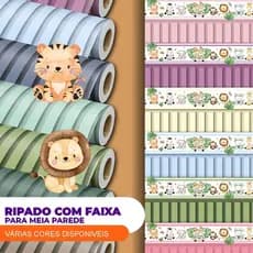 Papel De Parede Adesivo Ripado Com Faixa Para Meia Parede Com Border