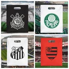 Sacola Personalizada para festa, lembrancinha esportiva do seu time 25 ou 50 unidades - alça vazada - boca vazada 20x30