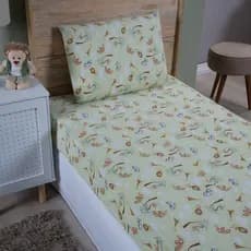 Jogo de Lençol Solteiro 2 Peças 100% Algodão Infantil Estampado Safari