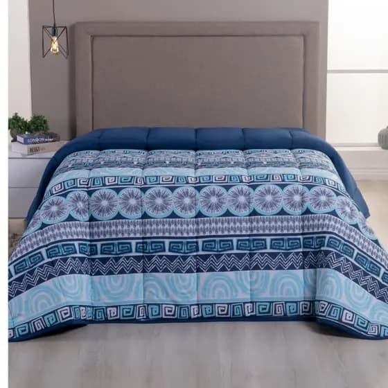 Edredom 100% Algodão Queen Malha Dupla Face Estampado Antialérgico Macio Antipilling c/ Viés Reforçado