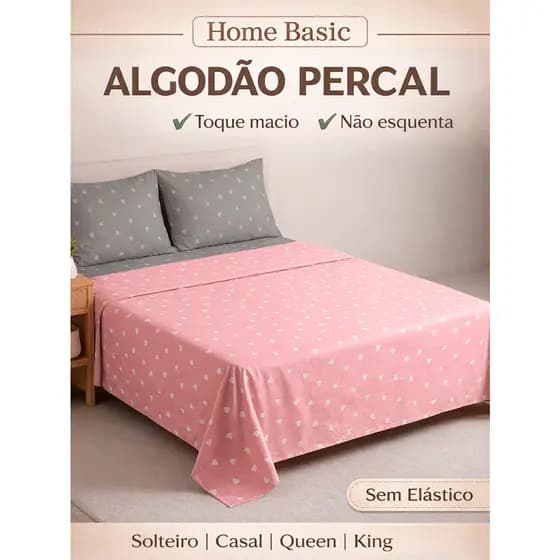 Lençol Avulso Sem Elástico Estampado Home Basic Percal Algodão Solteiro | Casal | Queen | King