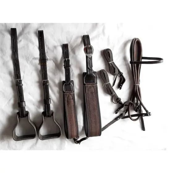 kit arreamento para sela arreata para cavalo em couro legitimo ferragens inox barrigueiras loros contra latego estribos