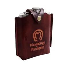Cantil porta whisky mangalarga com capa de couro cantil inoxidavel porta bebida country uisque menor preço envio imediato!