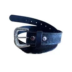 Cinto Masculino Country Couro Grosso Fivela Prateada Modelo Resistente