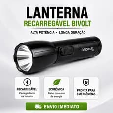 Lanterna Recarregável LED Bivolt Alta Potência Emergência Camping Pesca