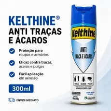 Kelthine Anti Traças Ácaros e Pulgas Aerosol 300ml Proteção Armários Roupas