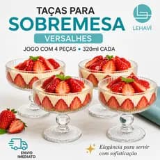 Taças Sobremesa Vidro 320ml Versalhes Lehaví Taça Mousse Sorvete Pavê
