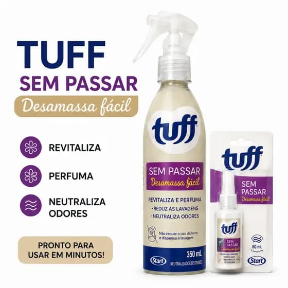 Tuff Sem Passar Desamassa Fácil Spray para Roupas Sem Ferro Perfuma Neutraliza Odores
