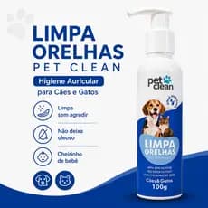 Limpa Orelhas Cães e Gatos Pet Clean 100g Removedor de Cera Higiene Auricular Uso Veterinário