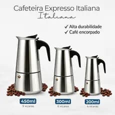 Cafeteira Italiana Moka Inox Café Expresso 200ml 300ml 450ml