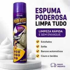 Espuma Limpa Tudo Poderosa Limpa Estofado Sofá Banco Automotivo Couro Tecido Sem Enxágue 300ml