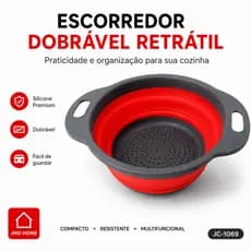 Escorredor Retrátil Dobrável Silicone Multiuso Lava Tudo Frutas Legumes Macarrão Compacto