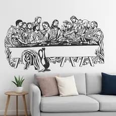 Adesivo Decorativo de Parede SANTA CEIA – 110×58 cm – Vinil Premium Recortado – Cor Preta