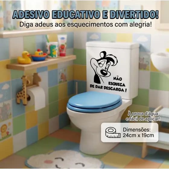 Adesivo de Vaso Sanitário Não Esqueça de dar a Descarga Mod07
