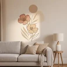 Adesivo Floral Flor Contemporâneo Marrom Pastel Minimalista