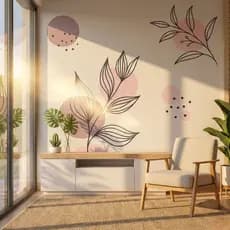 Adesivo de Parede Boho Chic Floral - Design Exclusivo Minimalista (Sala e Quarto)