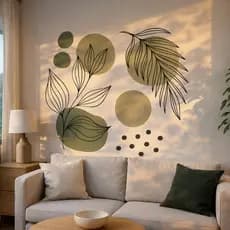 Adesivo de Parede Decorativo Folhagem Verde Pastel – Floral Moderno Estilo Boho para Sala, Quarto
