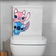 Adesivo de Vaso Sanitário Stitch e Angel