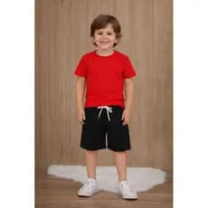 conjunto infantil de menino short  mauricinho linho  e camisa lisa de algodão verao