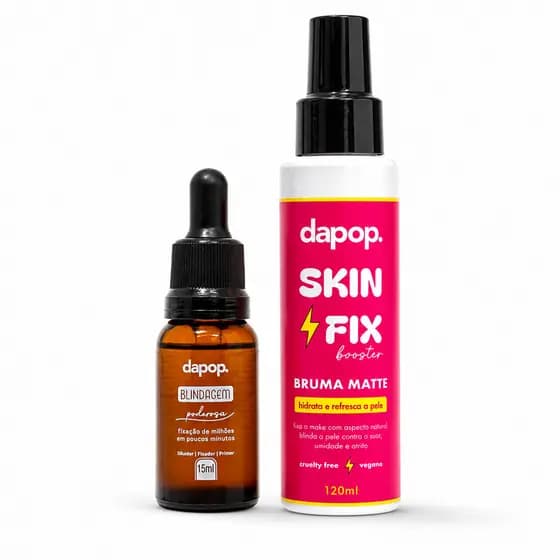 Kit Blindagem Poderosa Dapop 3 em 1 15ml+ Bruma Matte Dapop o Combo ideal Make Maquiagem Perfeita de Alta Duração