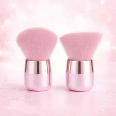 Pincel De Maquiagem Facial Kabuki  Chanfrado Pó Blush Contorno Rosa Pequeno