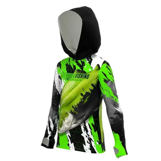 Camisa de Pesca Infantil XProtect c Capuz Tambaqui Mar Negro