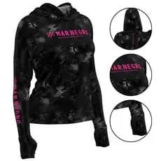 Camisa de Pesca Feminina XProtection Com Capuz Luva Proteção UV Black - Mar Negro