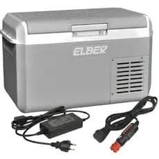KIT GELADEIRA PORTÁTIL ELBER 20 LITROS QUADRIVOLT CAMINHÃO BARCO CARRO LANCHA + FONTE PARA 110V 220V