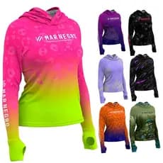 CAMISA DE PESCA FEMININA X PROTECTION COM CAPUZ PROTEÇÃO UV LUVA MAR NEGRO