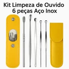 Removedor  de Cera de Ouvido 6 peças Portátil Aço Inox com Estojo