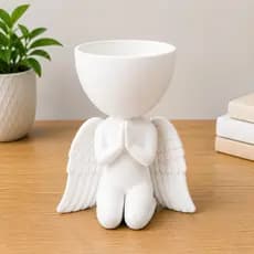 Vaso Decorativo Estilo Escultura Anjo para Plantas