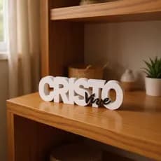 Quadro Religioso Cristo Vive, Letreiro Decorativo de Parede para Casa