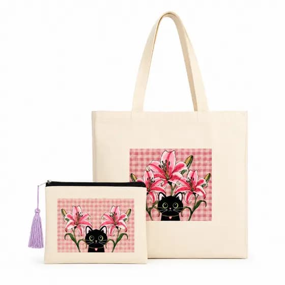 Kit Ecobag 40x40 + Necessaire 15x20 em Algodão Cru Lirio| Bolsa Sacola Ecológica