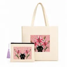 Kit Ecobag 40x40 + Necessaire 15x20 em Algodão Cru Lirio| Bolsa Sacola Ecológica