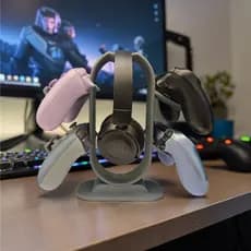 Suporte para 4 Controles PS5 PS4 Xbox + Fone de Ouvido | Organizador Gamer para Mesa | Suporte Headset I Setup Gamer